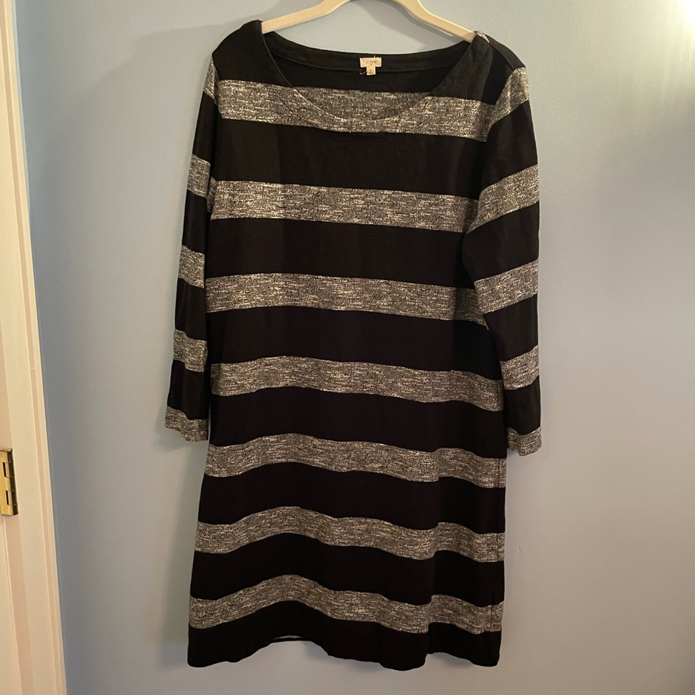 Striped long sleeve mini dress